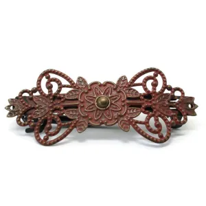 Beginnings Barrette - Hand Painted Ornate Metal Filigree on French Barrette Clip