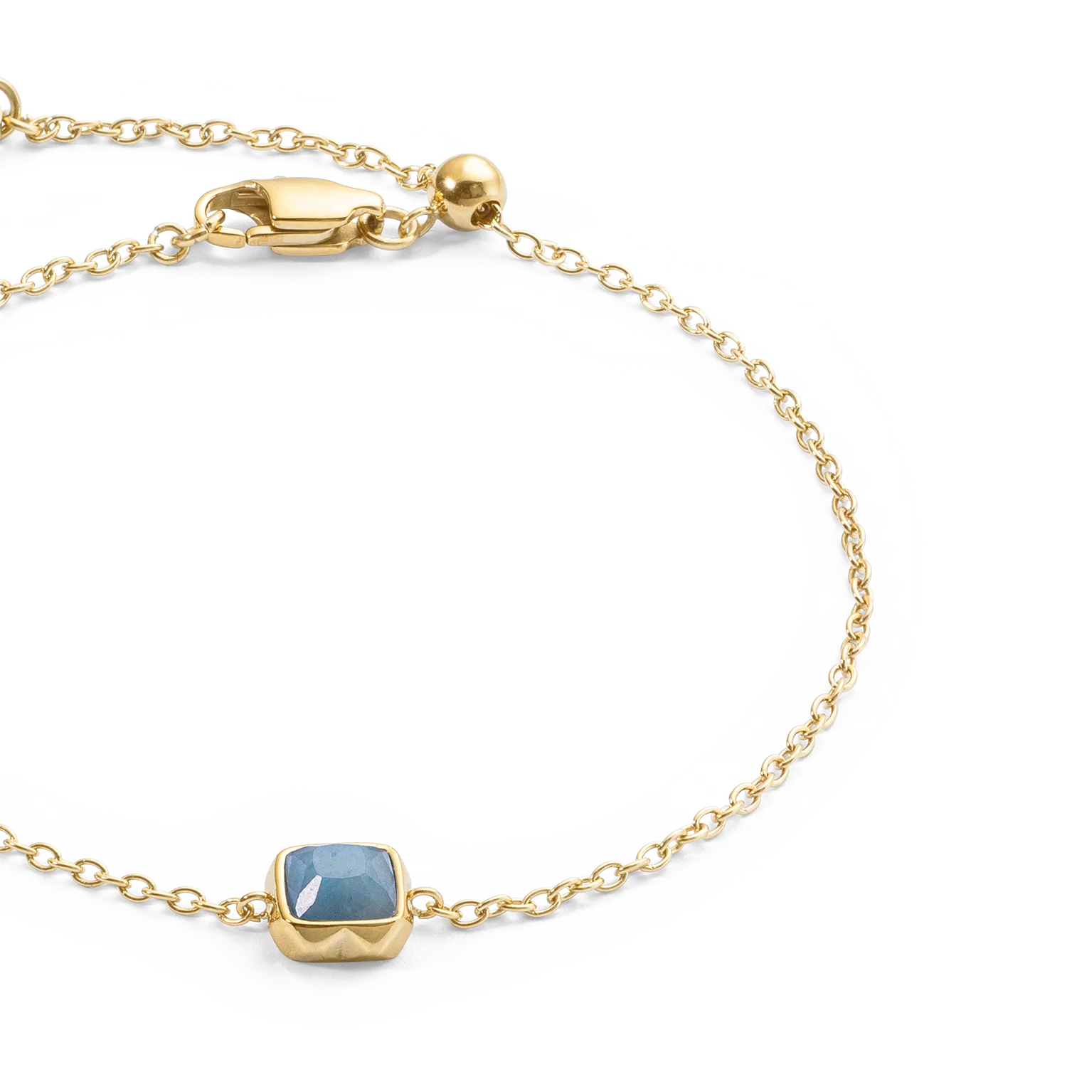Birthstone March Bracelet Blue Aventurine Gold