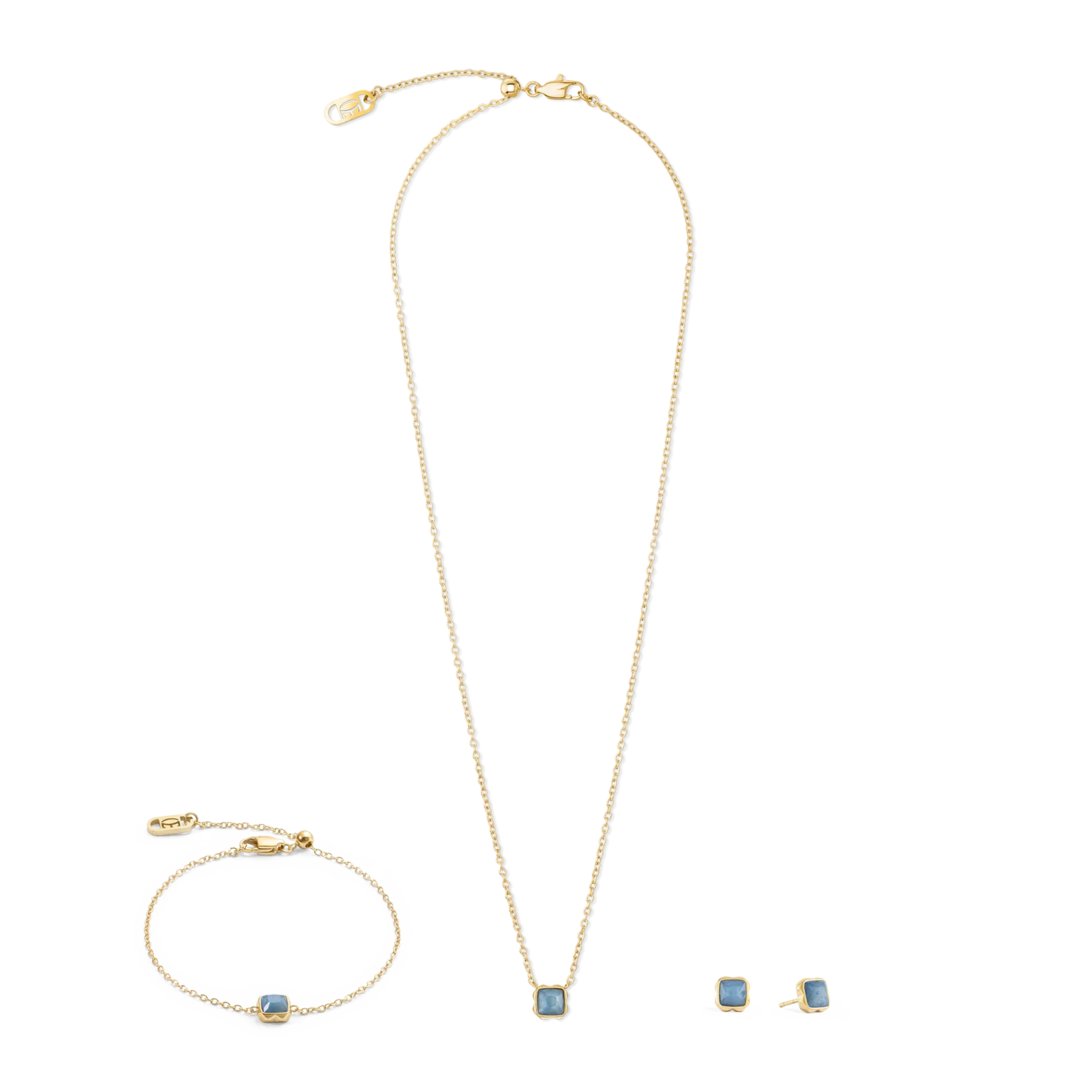 Birthstone March Bracelet Blue Aventurine Gold