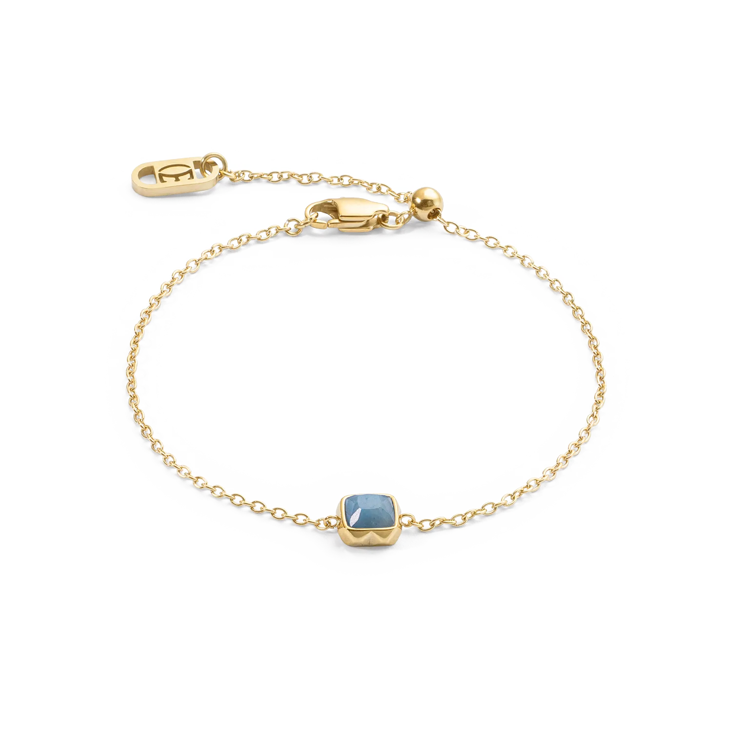 Birthstone March Bracelet Blue Aventurine Gold