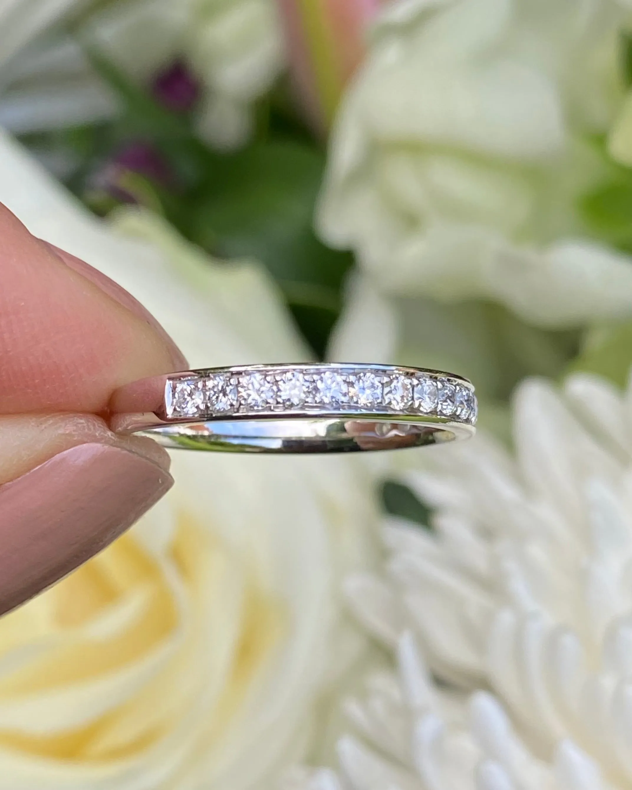Brilliant Cut Diamond Half Eternity Wedding Ring 0.37ct Platinum
