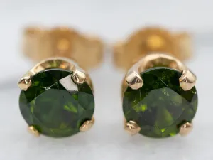 Brilliant Green Garnet Stud Earrings