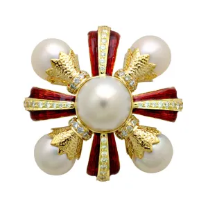Brooch - South Sea Pearl and Diamond (Enamel)