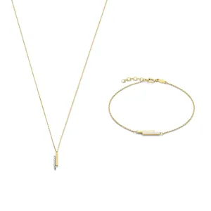 Cadeau d'Isabel 14 karat gold necklace and bracelet gift set with rods