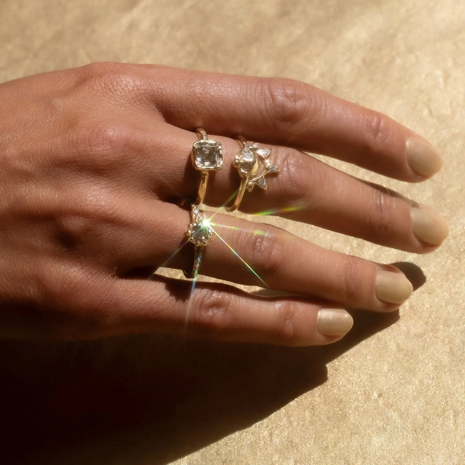 Champagne Pav?? Diamond Soir??e Ring
