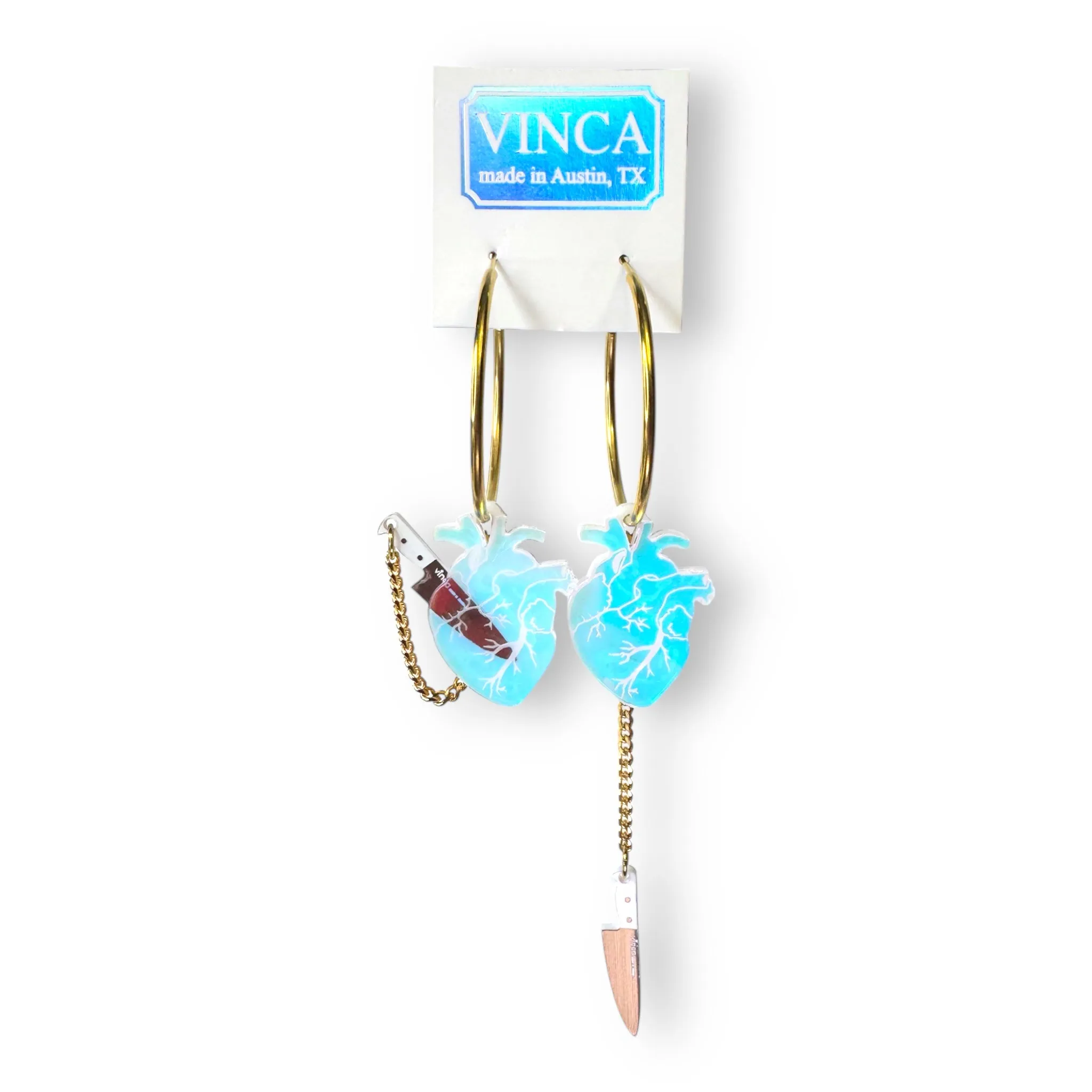 Chopped Heart Hoops - Dreamy Iridescent
