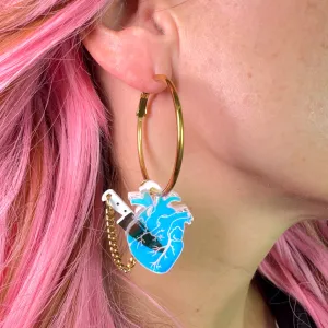 Chopped Heart Hoops - Dreamy Iridescent