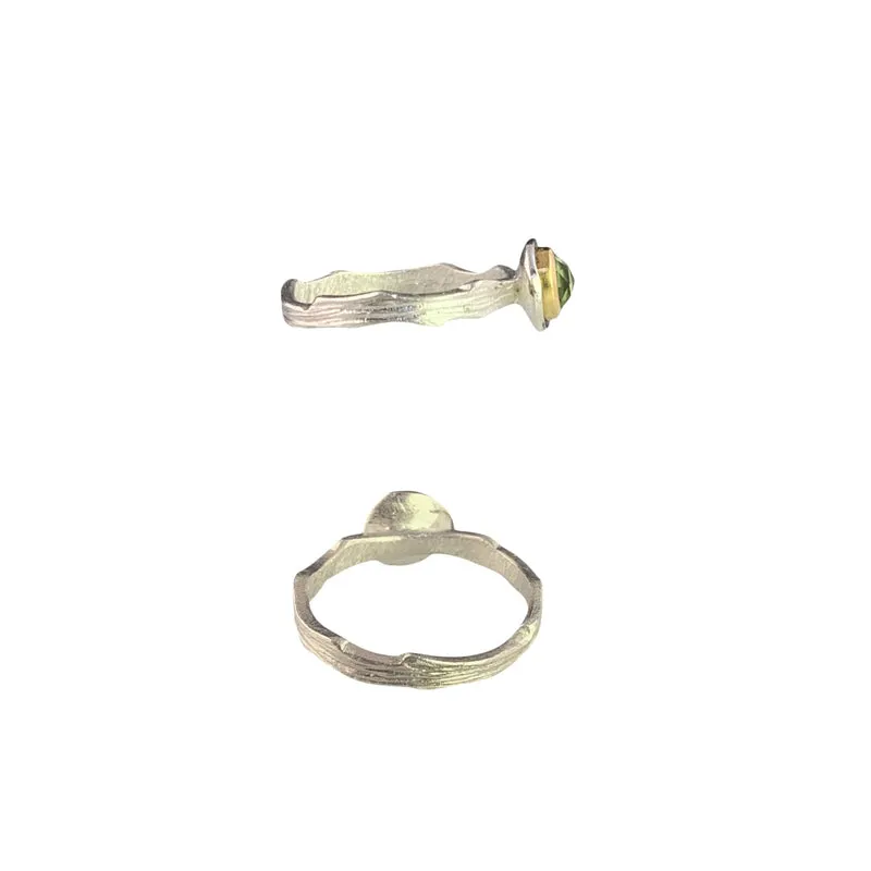 Cloud Forest Rose Cut Peridot Stacking Ring - Bright
