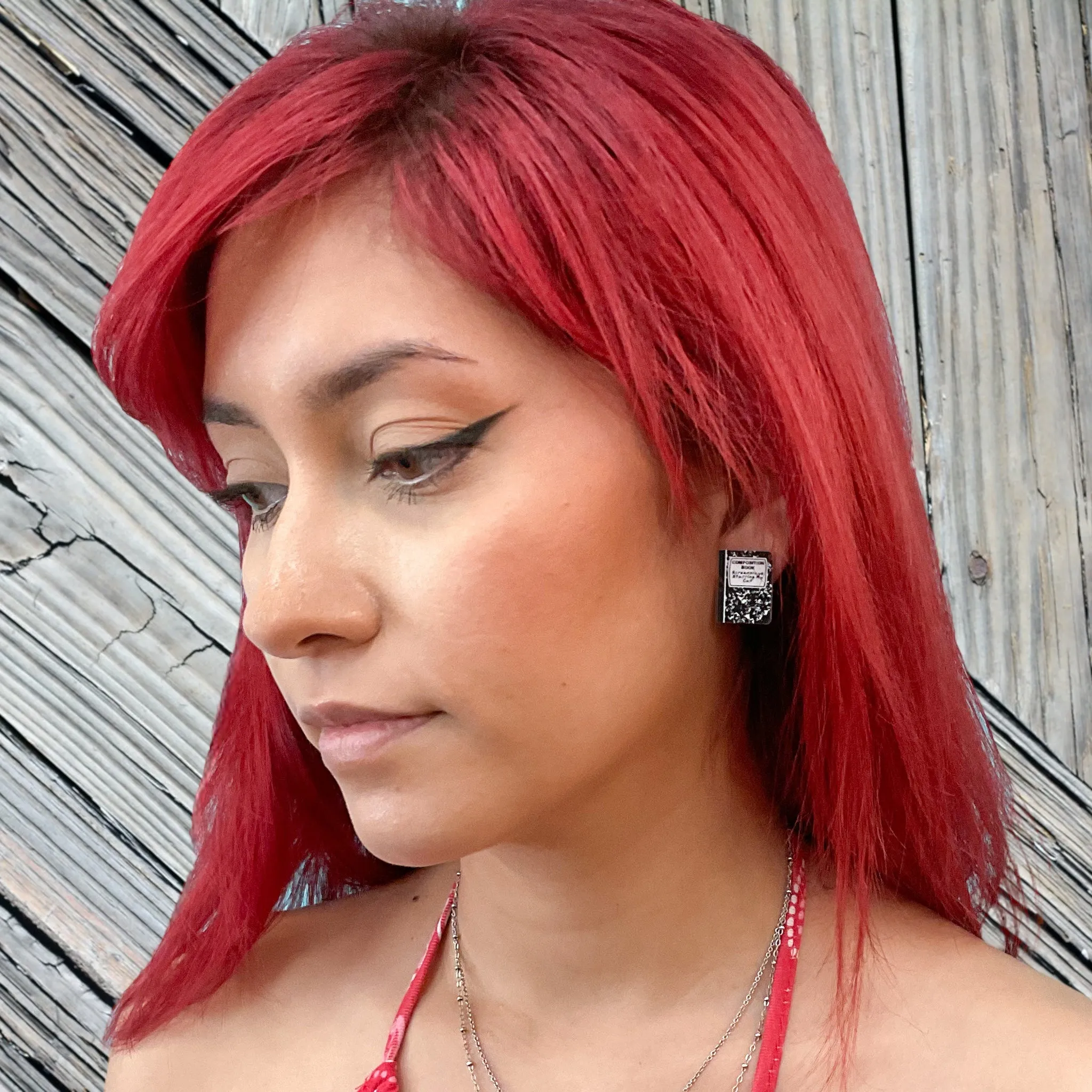 Composition Notebook Earrings- Screenplays Starring My Cat