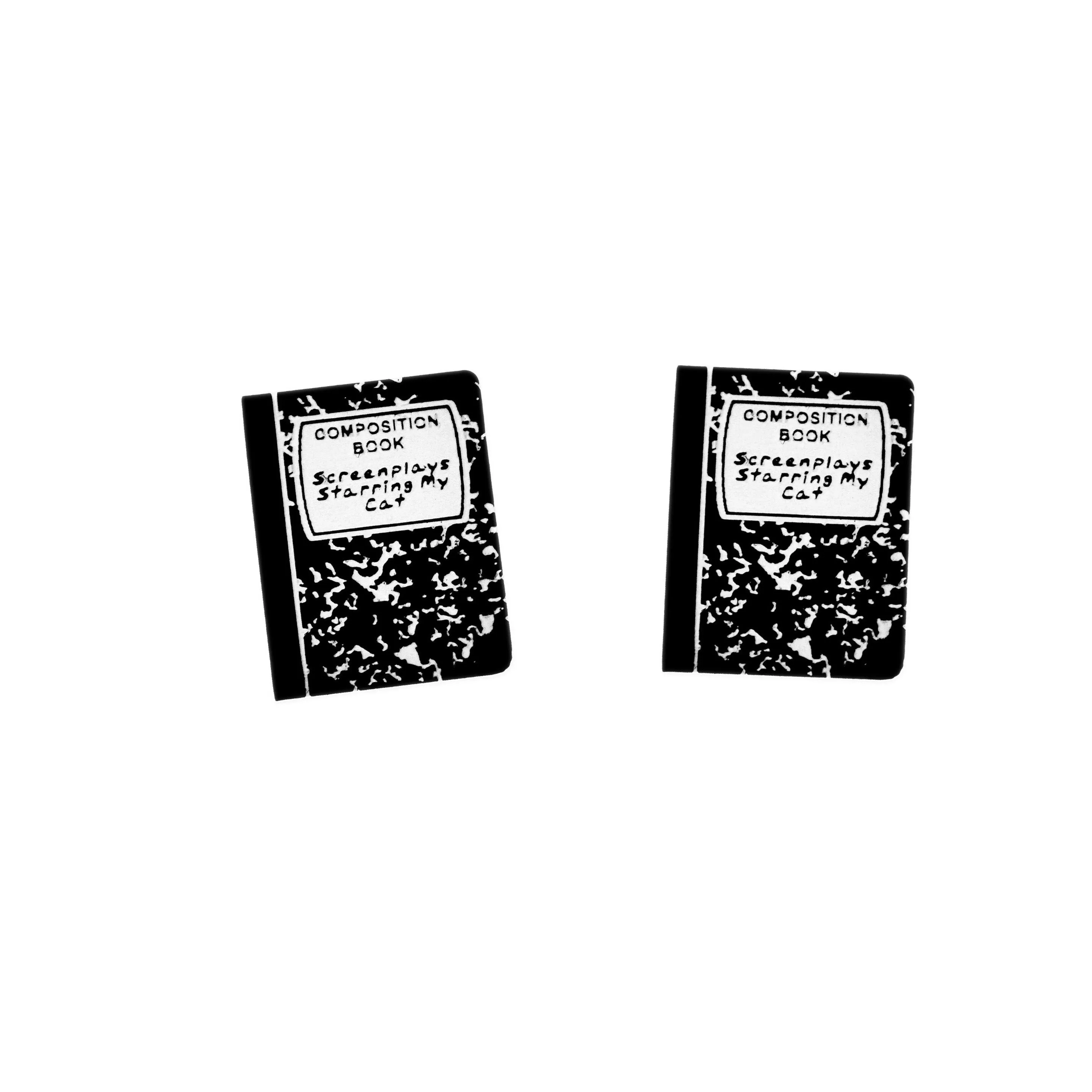 Composition Notebook Earrings- Screenplays Starring My Cat
