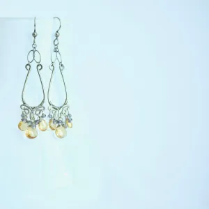 Cosima - Citrine, Garnet, Oxidized Silver Earrings