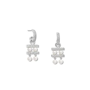 Couture Double Earring Drops 18ct White Gold - Diamond Pav?? & Pearl