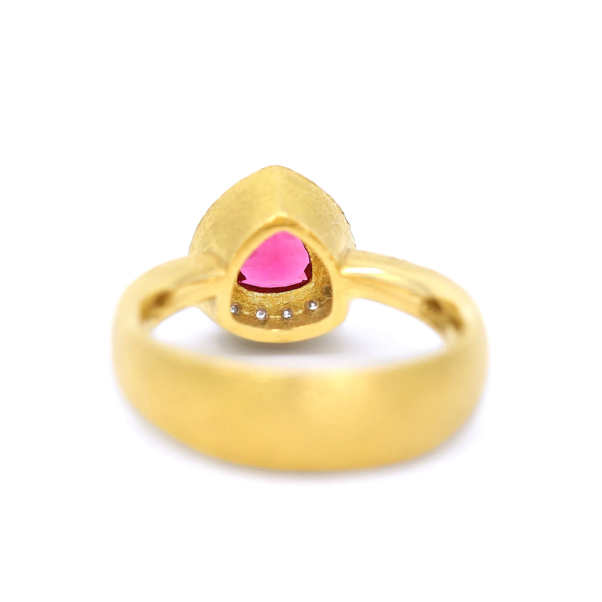 Devta Doolan Gem Pink Spinel Trillion Ideal Cut White Diamond One of a Kind Ring