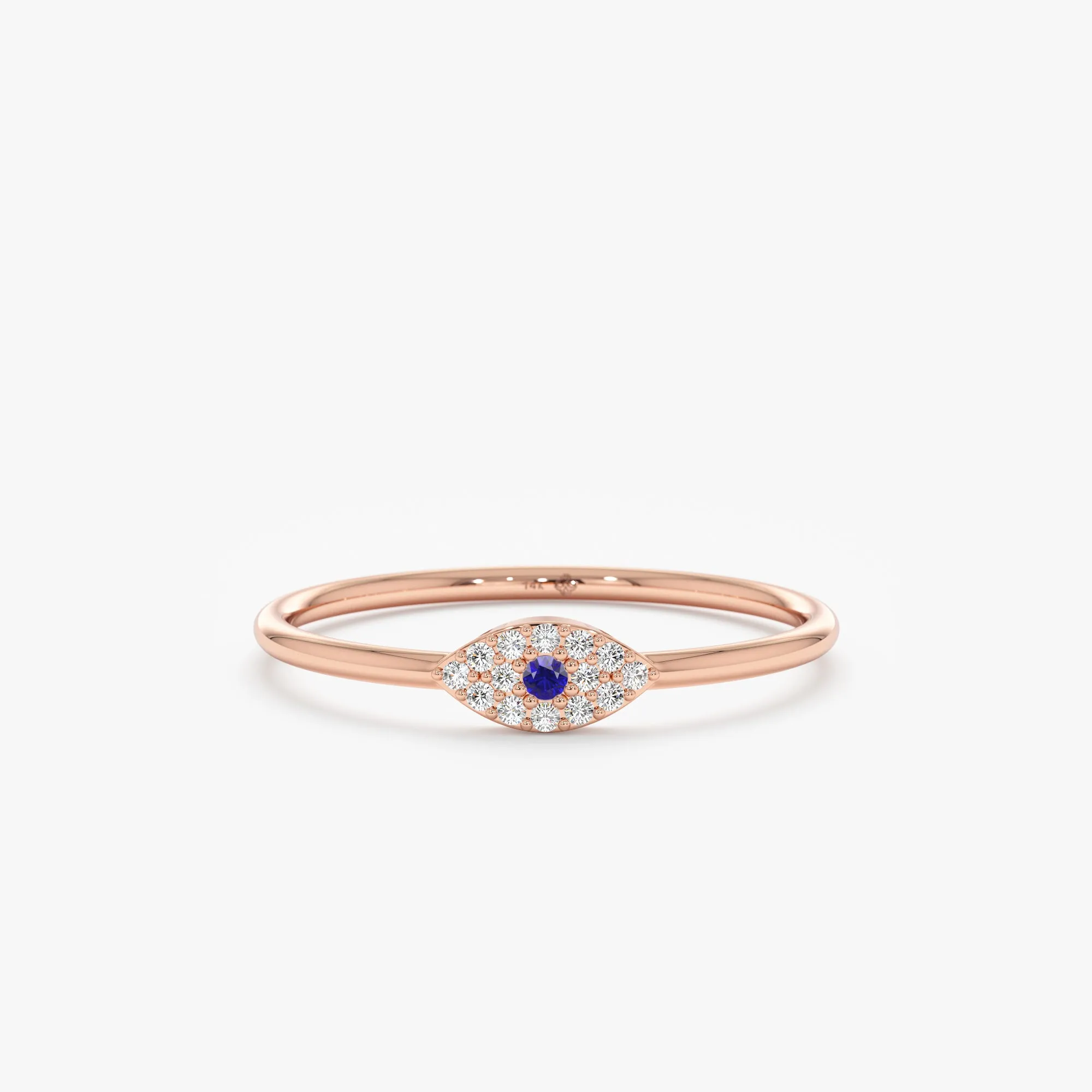 Diamond and Single Sapphire Evil Eye Ring, Missandei