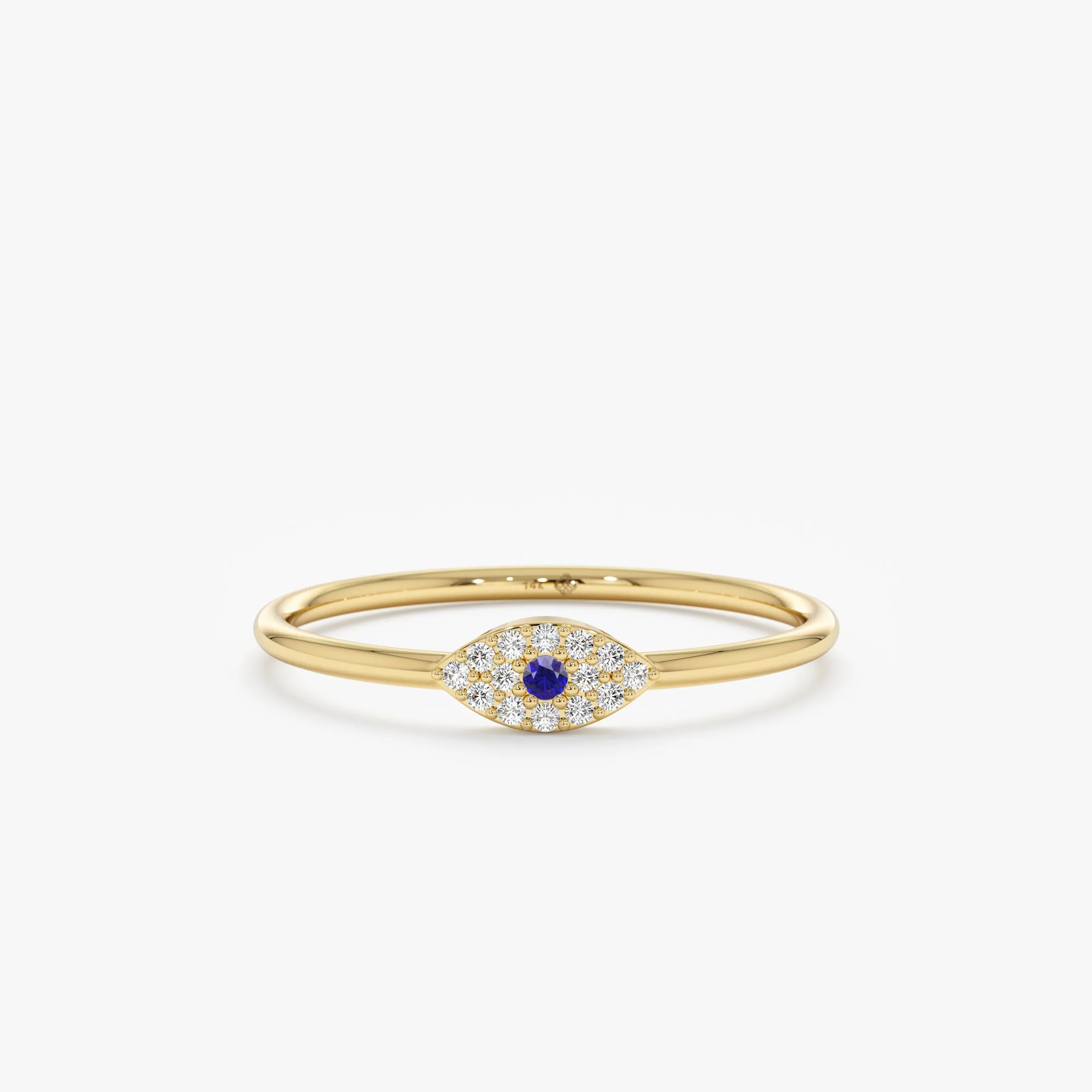 Diamond and Single Sapphire Evil Eye Ring, Missandei