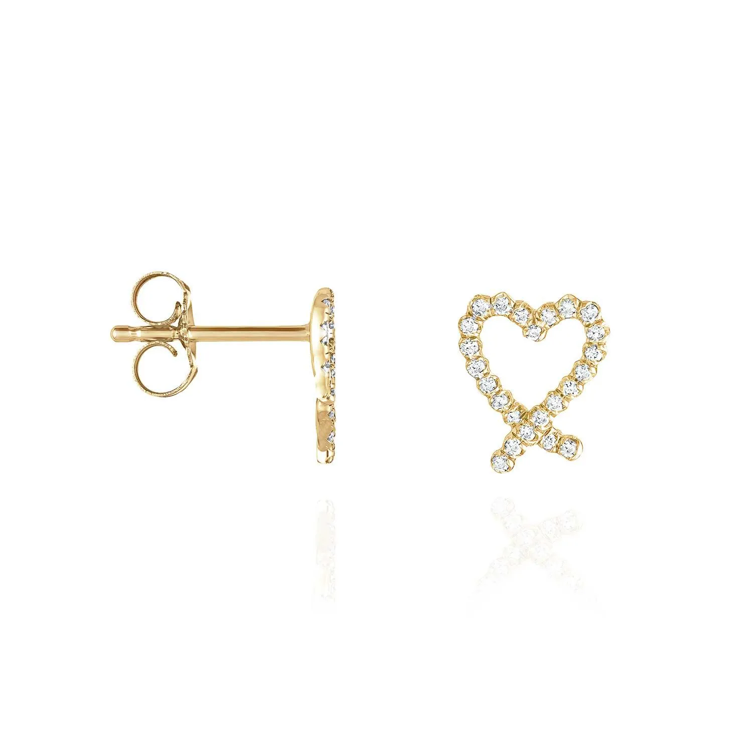 Diamond Heart Earrings -18k Yellow Gold