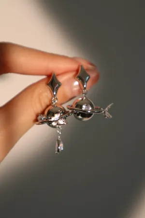 Diamond Saturn Star Butterfly Earrings