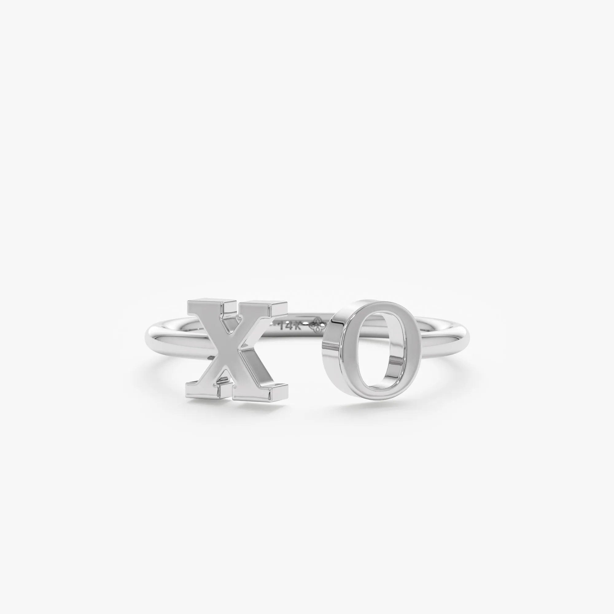 Double Initial Open Ring, Ivory