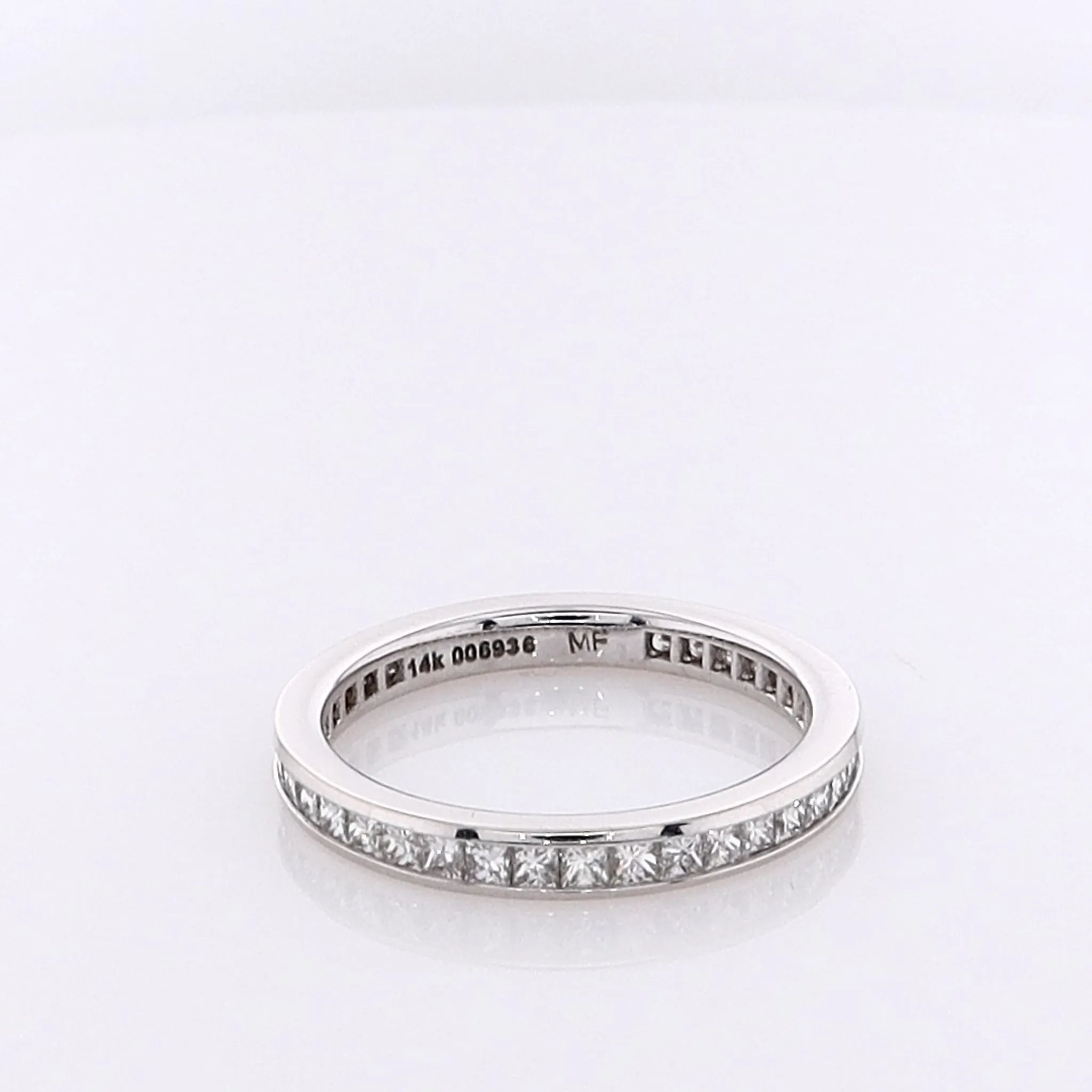 Estate 14 Karat White Gold Eternity Diamond Wedding Band