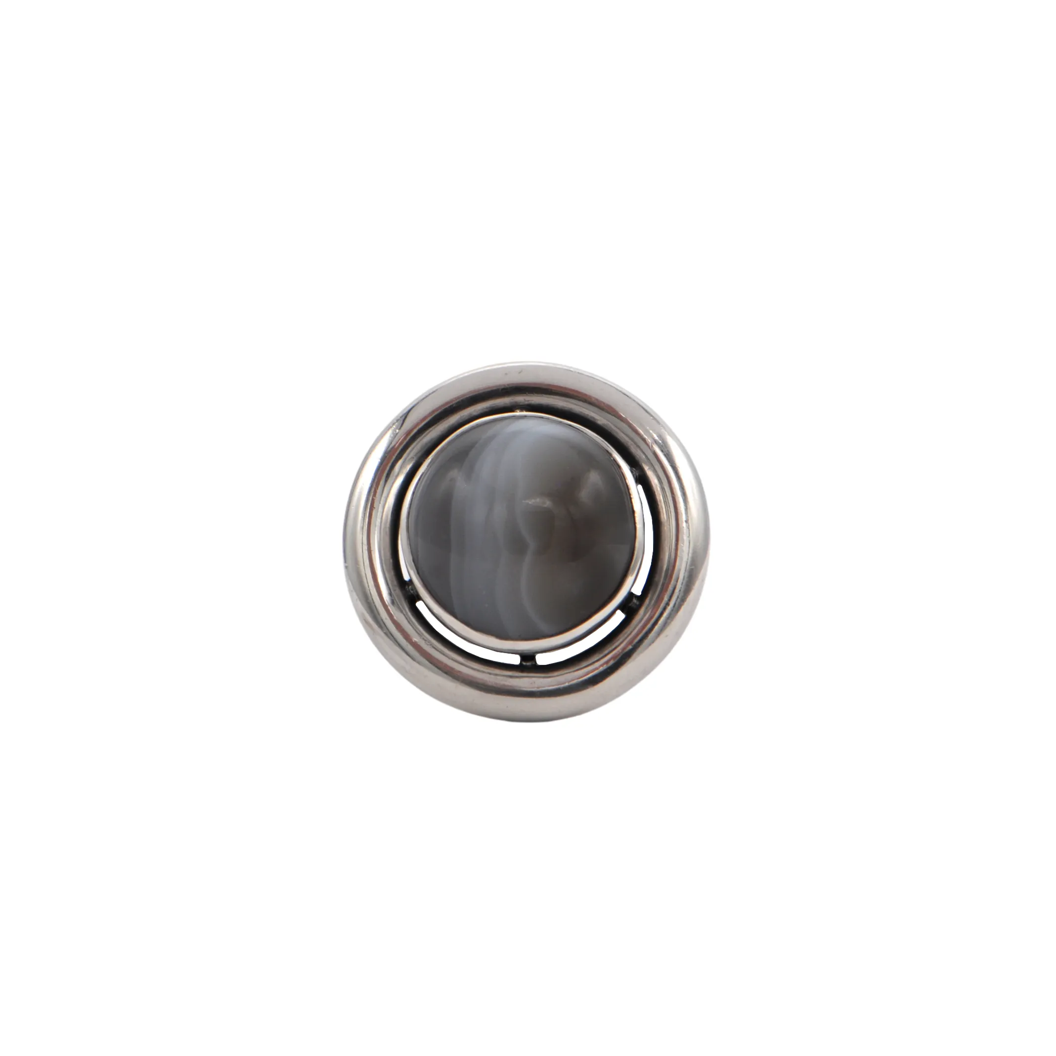 Estate Signed Walter Schluep Banded Agate Sterling Silver Ring