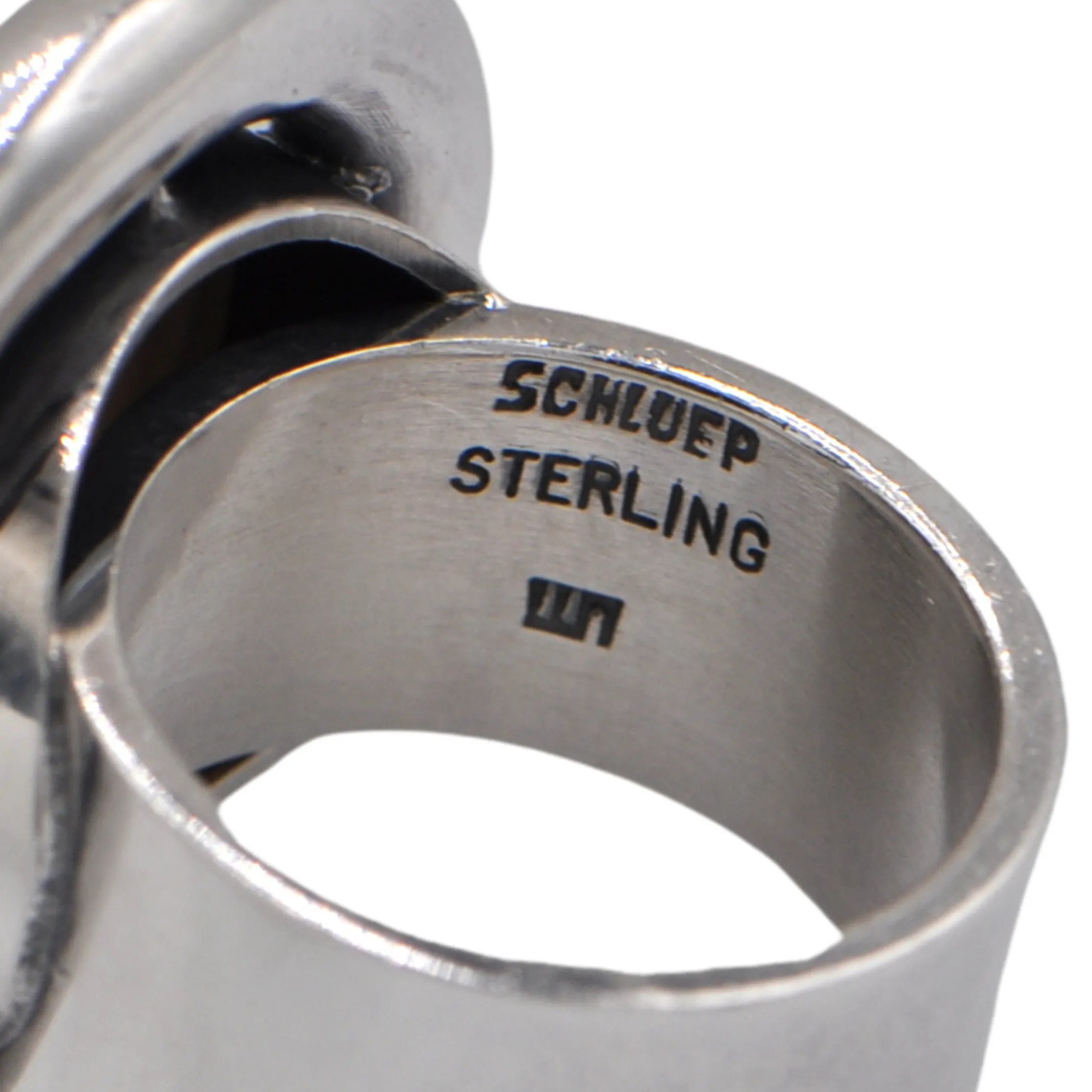 Estate Signed Walter Schluep Banded Agate Sterling Silver Ring