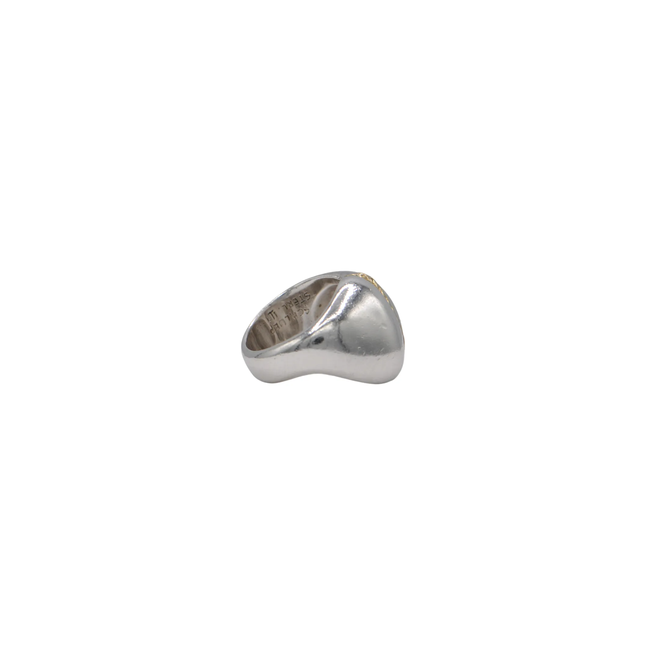 Estate Signed Walter Schluep Sterling Silver 18k Gold Ring