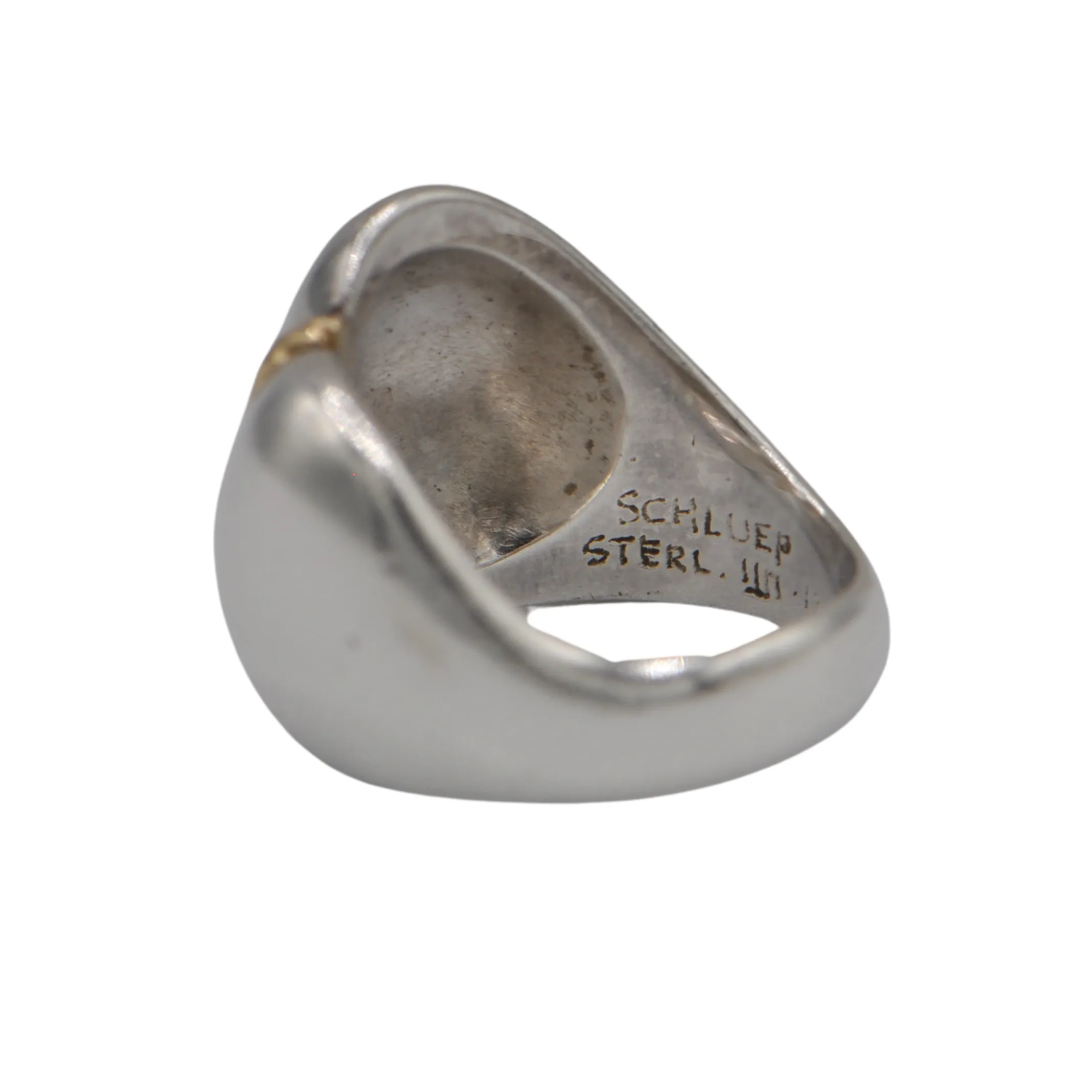 Estate Signed Walter Schluep Sterling Silver 18k Gold Ring
