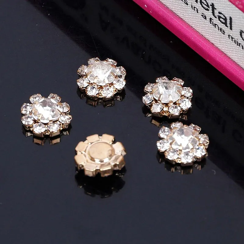 Flower Rhinestones Embellishments Bling Gold Silver BR-042