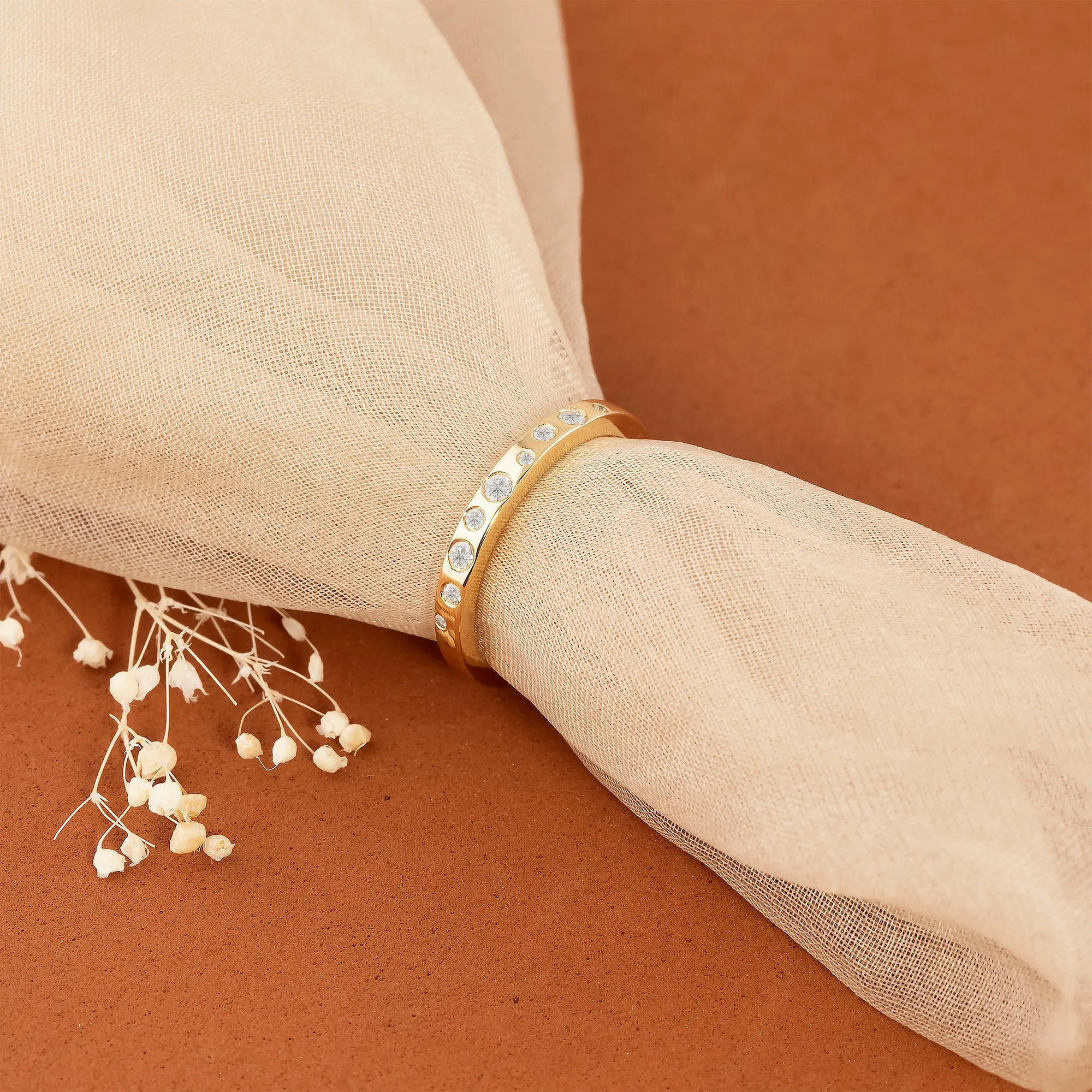 Flush Set Diamond Band, Eliana