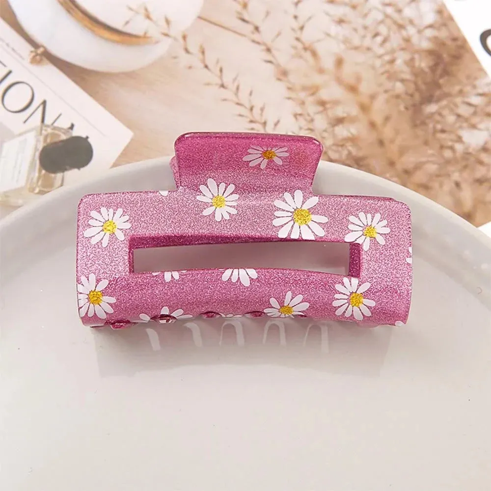 Glitter Claw Clip with Flowers