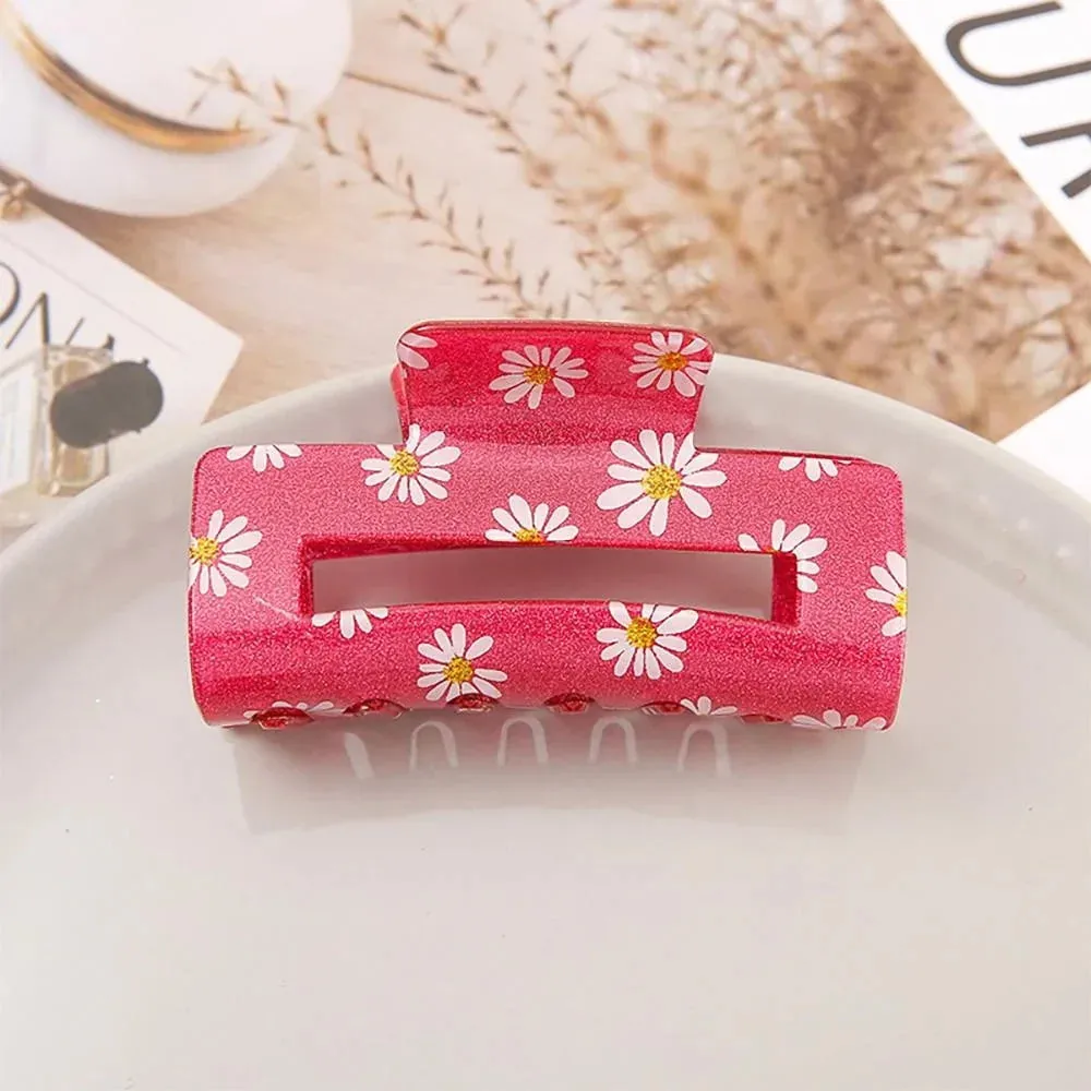 Glitter Claw Clip with Flowers