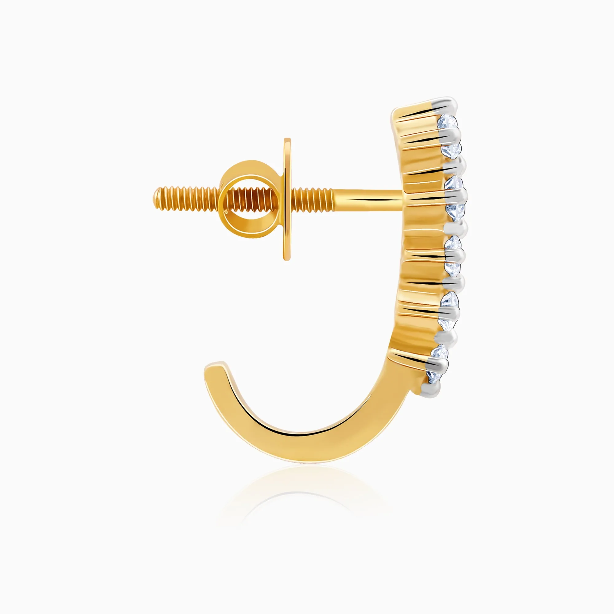 Gold Classic Diamond J Hoop Earrings
