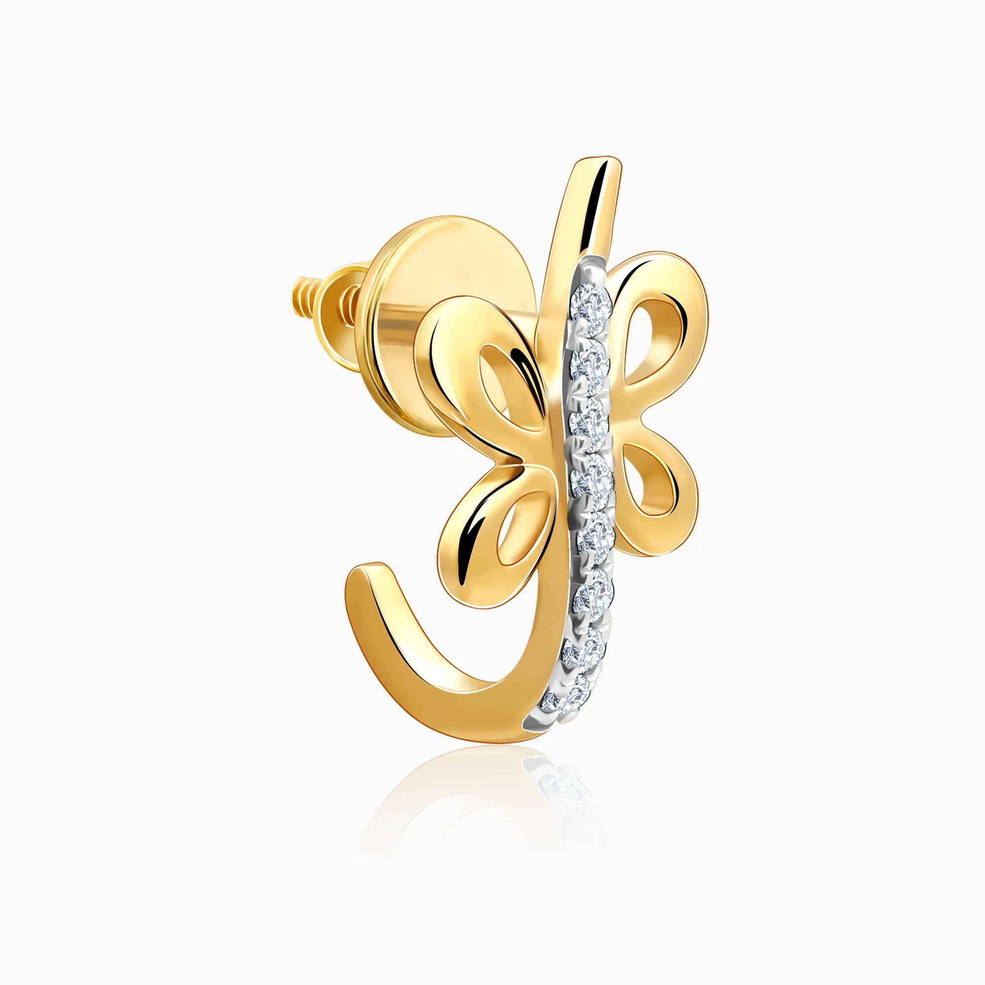 Gold Fides J-hoop Diamond Earrings