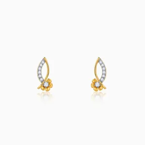 Gold Funky Florals Diamond Earrings