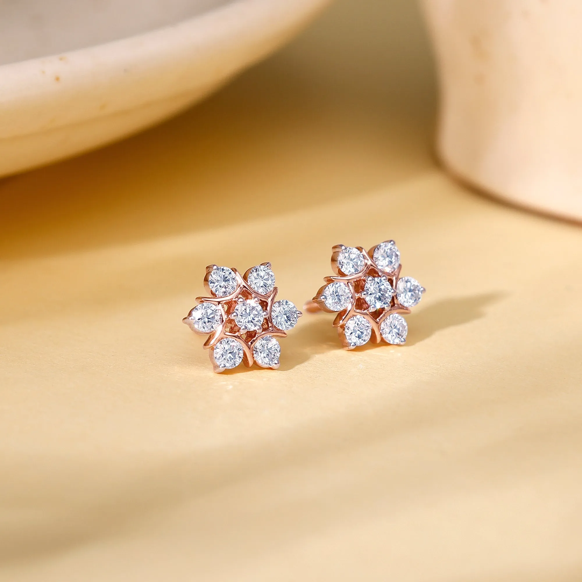 Gold Luminary Solitaire Diamond Earrings