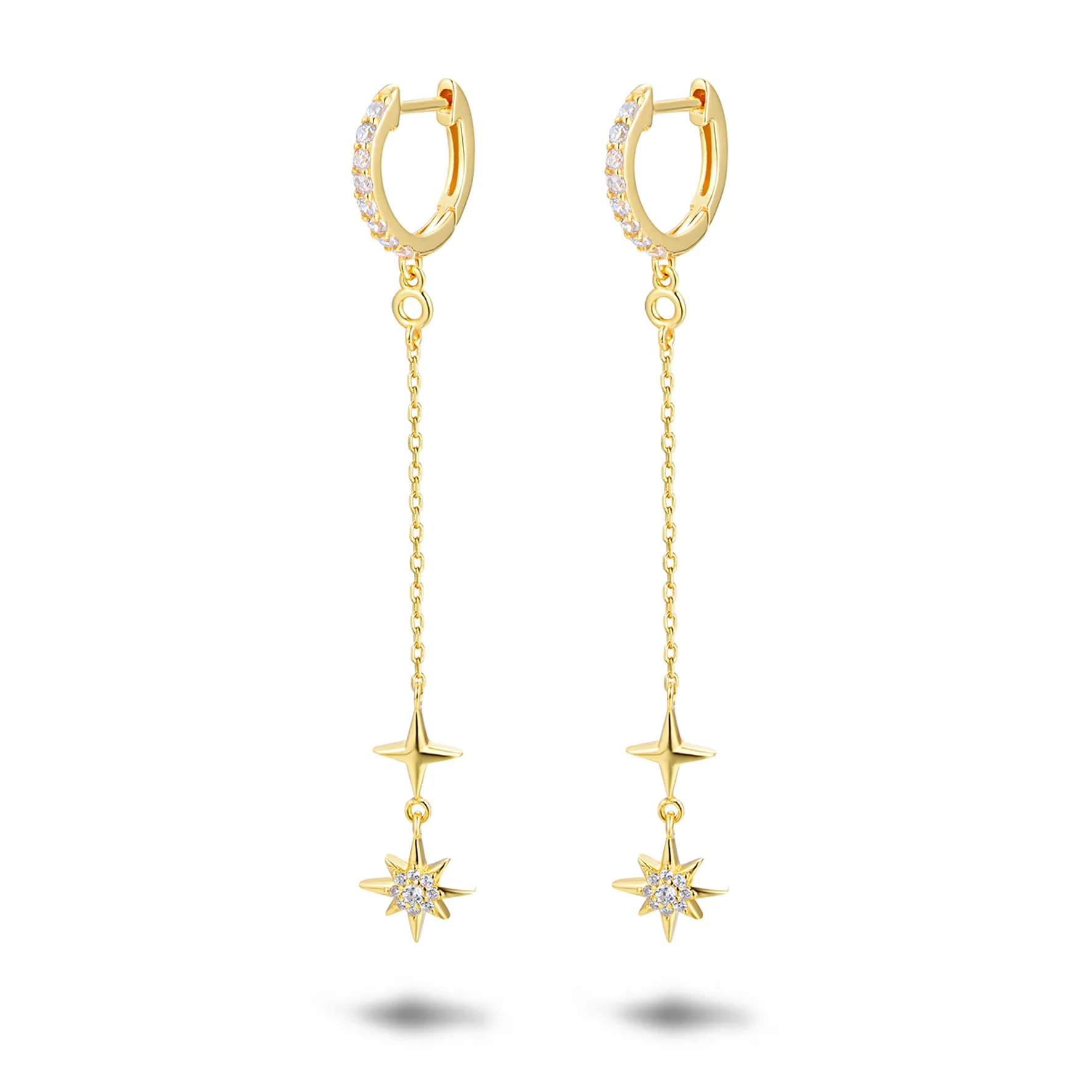 Gold-plated earrings 18k yellow gold assembled with zirconium oxide