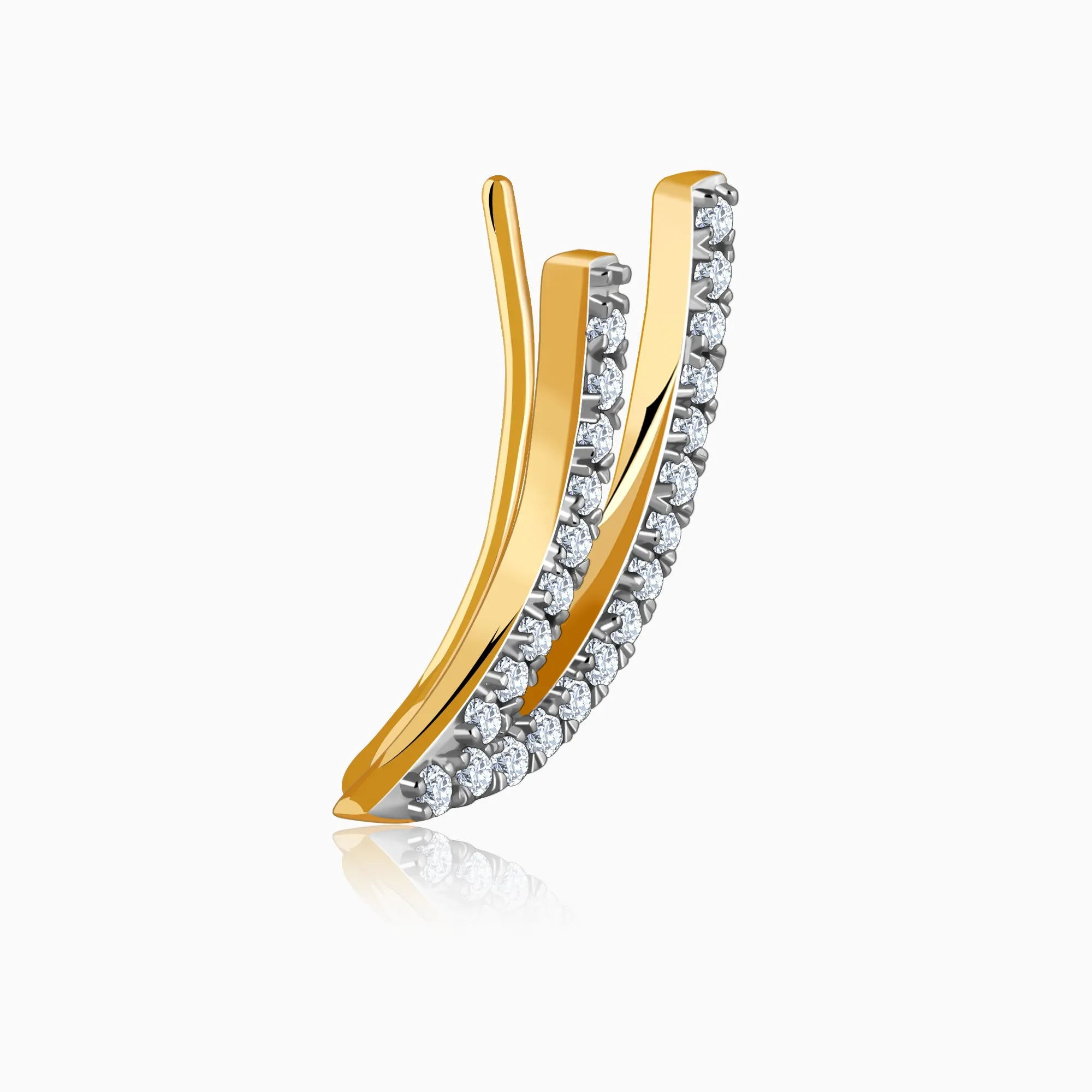 Gold Wave Layers Diamond Earrings