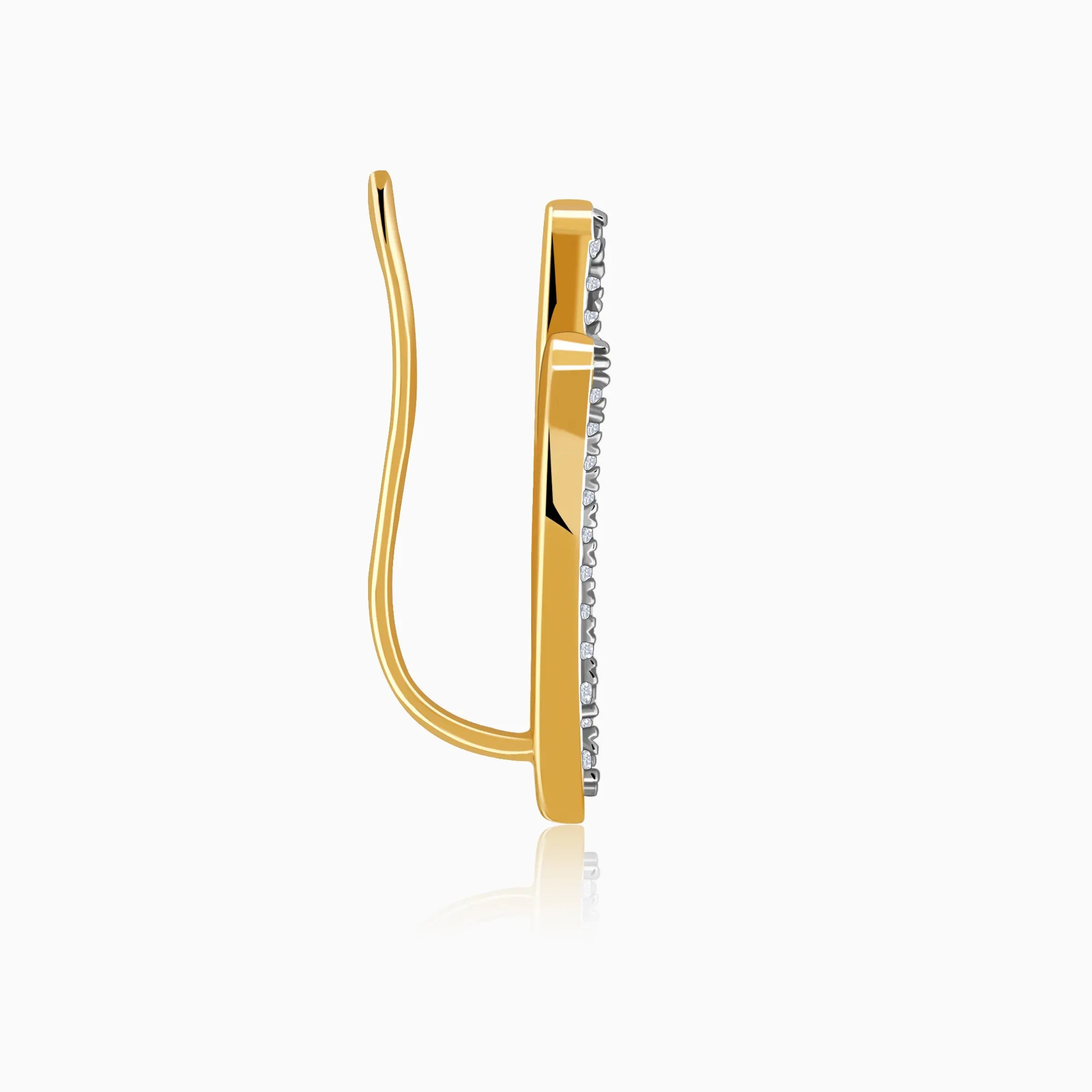 Gold Wave Layers Diamond Earrings