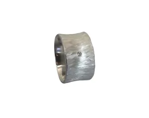 Hammered Flared Edge Band Ring with Diamond