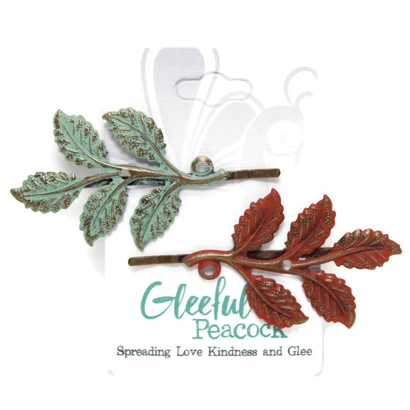 Hippie Chick Leaf Bobby Pins (2 pack) - Ornate Metal Filigree Bobby Pins
