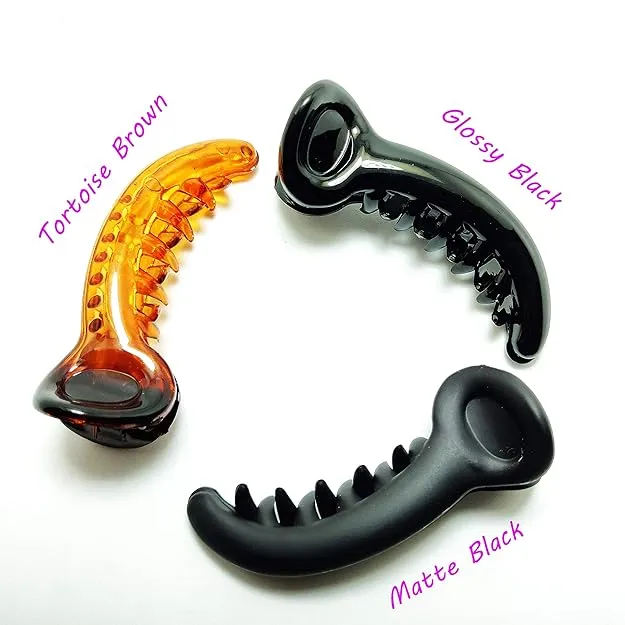 HP HIGH PROFILE Banana Hair Clutcher/Mirchi Hair Clip/Claw Clip for Women and Girls (Medium, Black & Brown) - Pack of 3