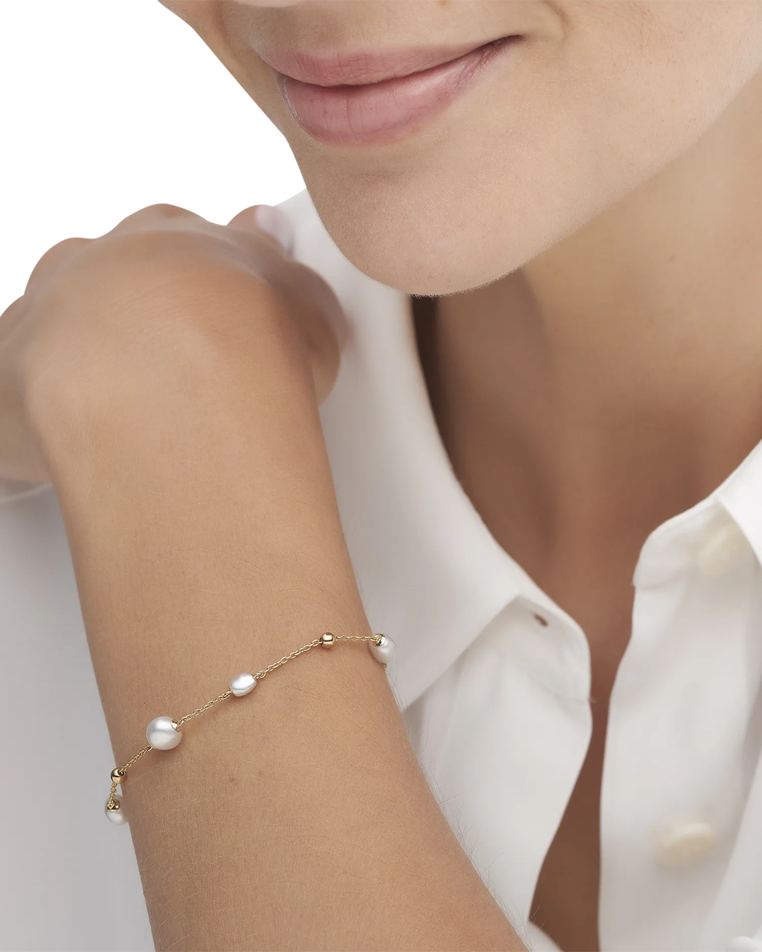 Keshi Pearl Chain Bracelet | 4-6mm Keshi Pearls and Yellow Gold