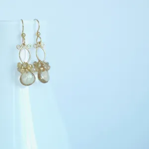 Lana Earrings - Smokey Quartz, Zircons 14k Gold Filled Earrings