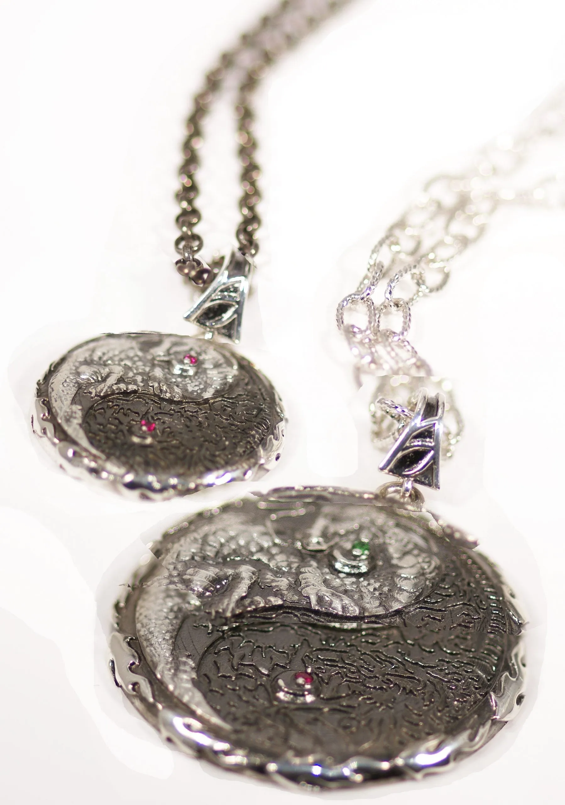 Large Dragon Yin Yang in Anti-Tarnish Sterling Silver