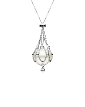 Lavalier Pearl Necklace | 15mm Button Pearl and White Gold