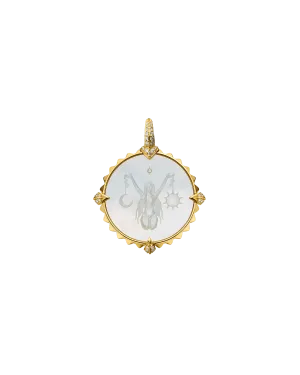 Libra Coin Charm | Mother of Pearl, Diamonds, and Yellow Gold