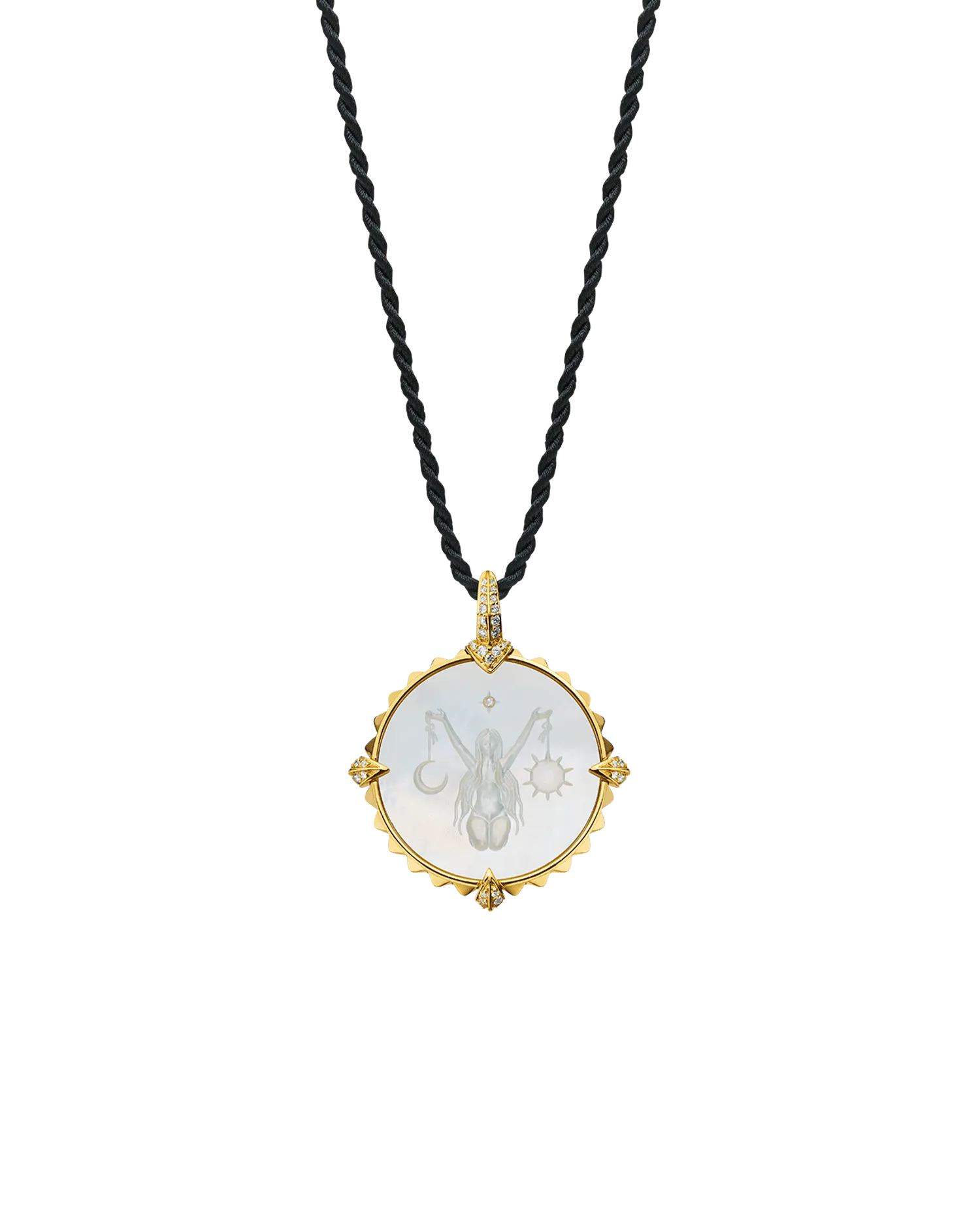 Libra Coin Charm | Mother of Pearl, Diamonds, and Yellow Gold