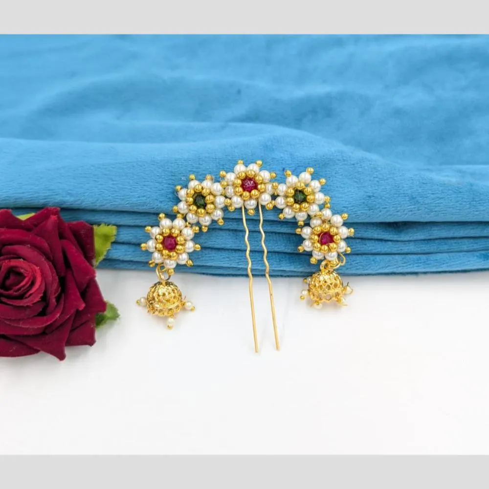 Manisha Jewellery Gold Plated Pota Stone And Pearls Hair Accessories