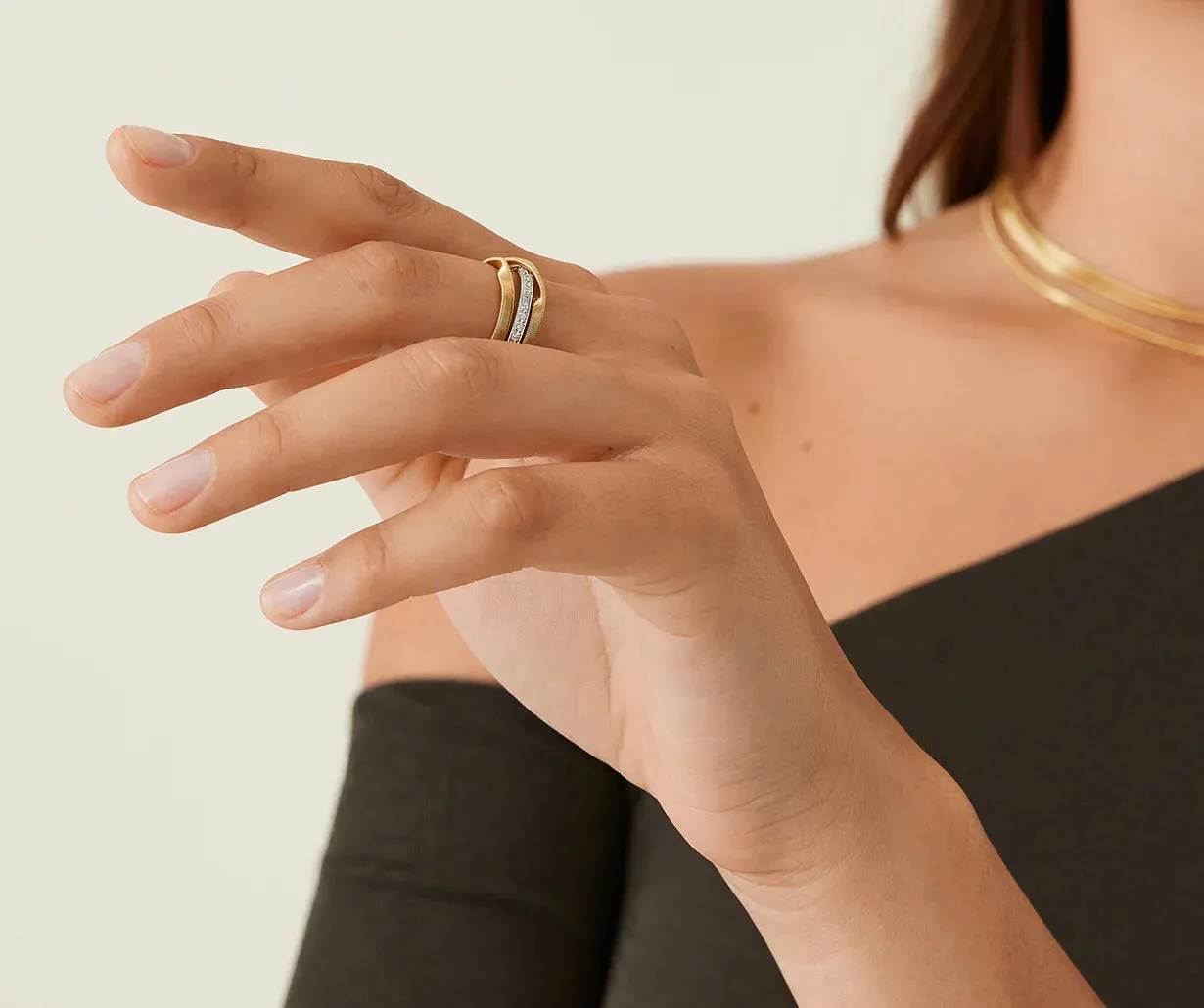 Marco Bicego Marrakech 18ct Yellow Gold Coil 0.133ct Diamond Ring