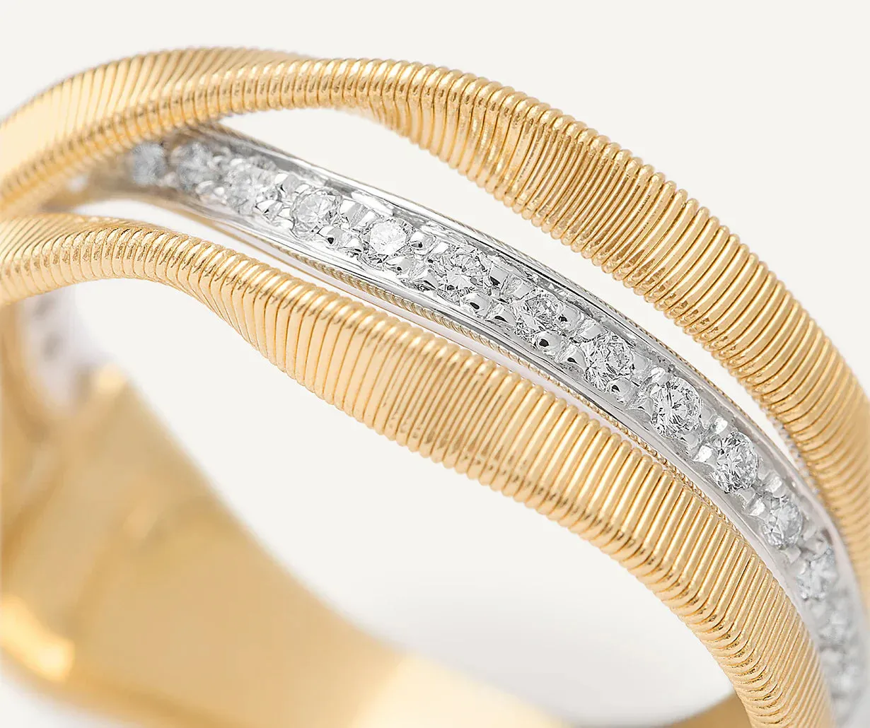 Marco Bicego Marrakech 18ct Yellow Gold Coil 0.133ct Diamond Ring